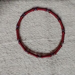 Red spring stretch bangle bracelet